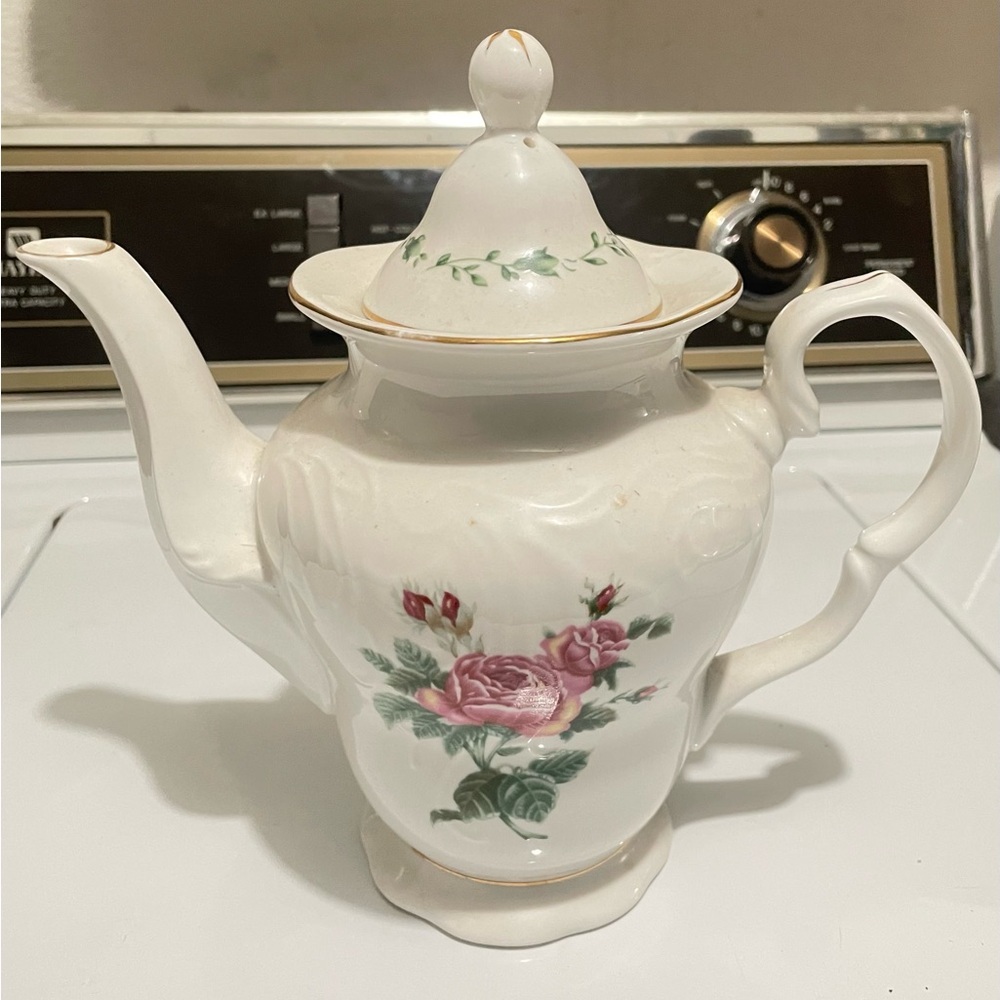Vintage Floral Teapot Set Gibson & Blue Silver Accent Cottagecore - Picture 2 of 8
